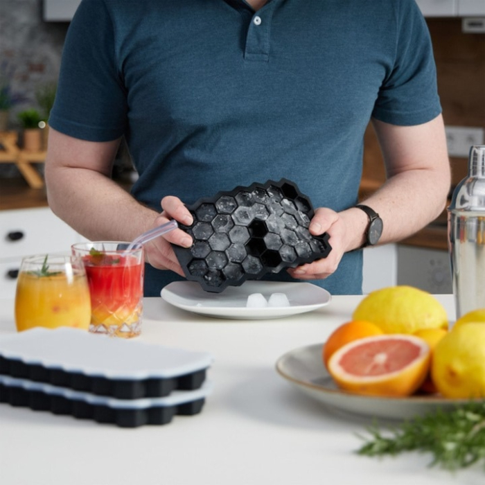 Forma pentru cuburi de gheata cu capac VarioShop®, pentru bauturi racoritoare, silicon alimentar, non-toxic, Negru [7]