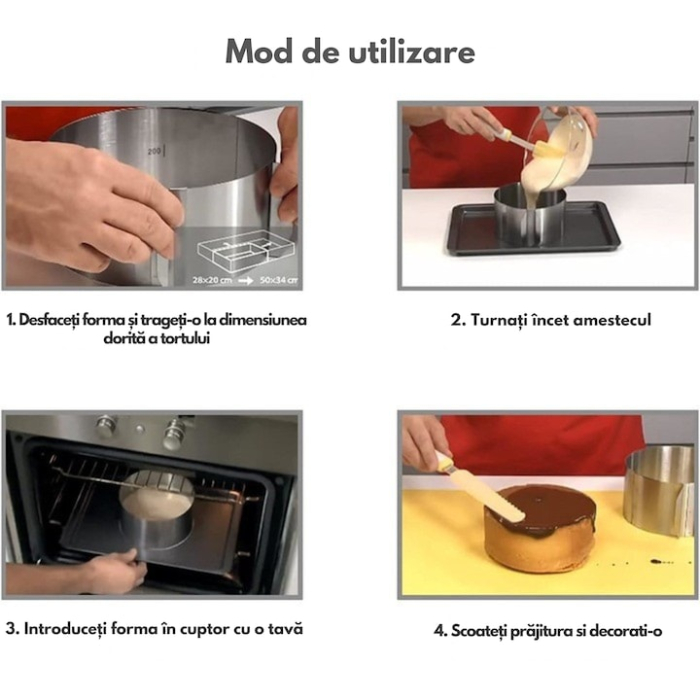 Forma reglabila pentru tort VarioShop® 16–30 cm, din otel inoxidabil, margine cu cleme pentru prajituri, tarte si pandispan [4]