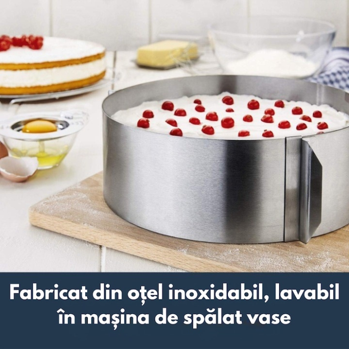 Forma reglabila pentru tort VarioShop® 16–30 cm, din otel inoxidabil, margine cu cleme pentru prajituri, tarte si pandispan [2]