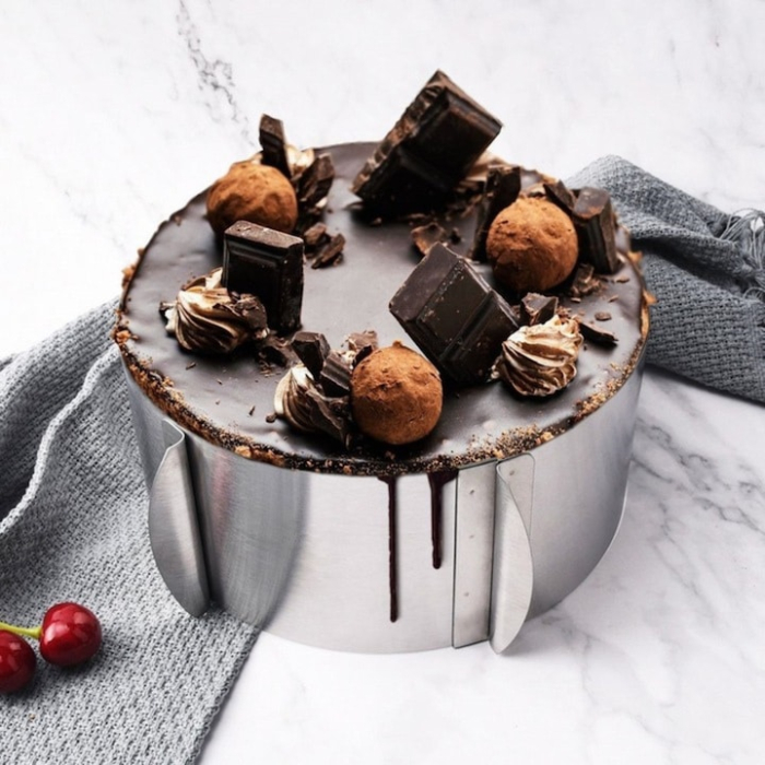 Forma reglabila pentru tort VarioShop® 16–30 cm, din otel inoxidabil, margine cu cleme pentru prajituri, tarte si pandispan [8]