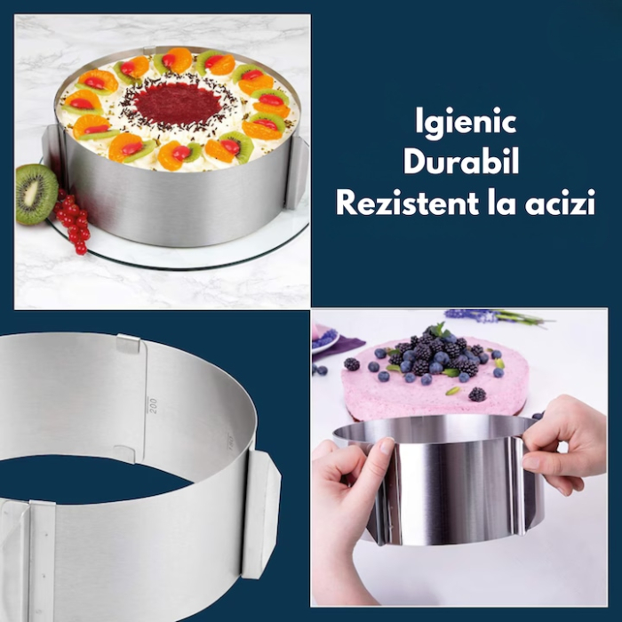 Forma reglabila pentru tort VarioShop® 16–30 cm, din otel inoxidabil, margine cu cleme pentru prajituri, tarte si pandispan [3]