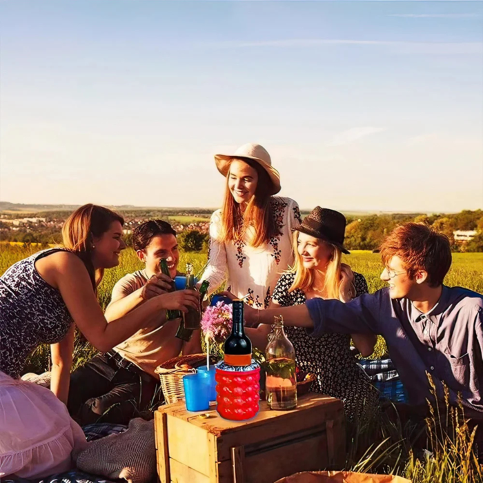 Frapiera si forma pentru gheata VarioShop®, din silicon, tava inovatoare pentru 32 cuburi de gheata, cu capac si recipient interior detasabil, ideala pentru petreceri, frigidere si bauturi racoritoare [5]