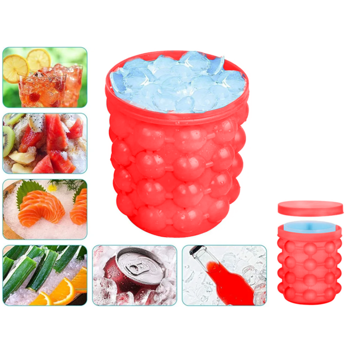 Frapiera si forma pentru gheata VarioShop®, din silicon, tava inovatoare pentru 32 cuburi de gheata, cu capac si recipient interior detasabil, ideala pentru petreceri, frigidere si bauturi racoritoare [9]