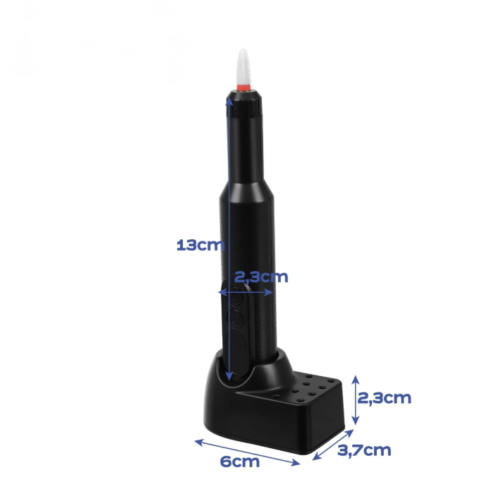 Freza de unghii VarioShop®, fara fir, pentru manichiura si pedichiura, 3 viteze, rotatie dreapta/stanga, afisaj LED, USB-C, 18.000 RPM, 6 capete incluse, statie de incarcare, negru [9]