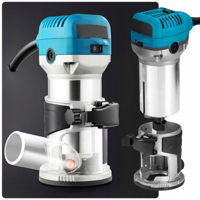 Freza Electrica Lemn 2000W Varioshop, 13000-33000 rpm, Collet 6/8 mm, Adancime 50 mm, Router Profesional Tamplarie, Set Complet Accesorii [6]