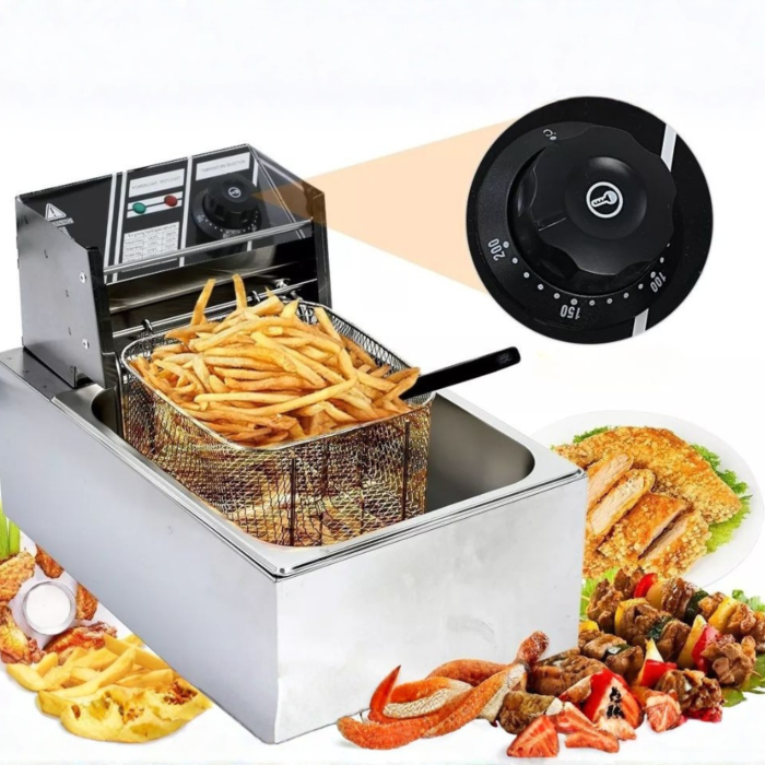 Friteuza electrica VarioShop® 6L, 2500W, termostat reglabil 60-200°C, cos detasabil, antiaderenta, inox, argintiu, 42x28x28 cm [3]