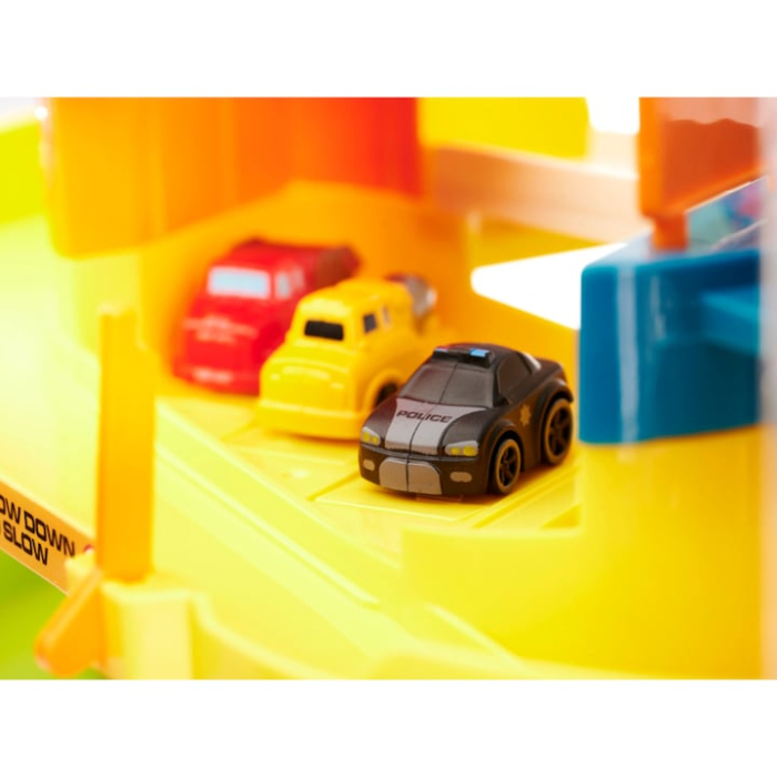 Garaj parcare copii cu 4 etaje VarioShop®, lift electric, lumini si sunete, 6 masini incluse, jucarie interactiva cu efecte, heliport si drumuri modulare, Multicolor [6]