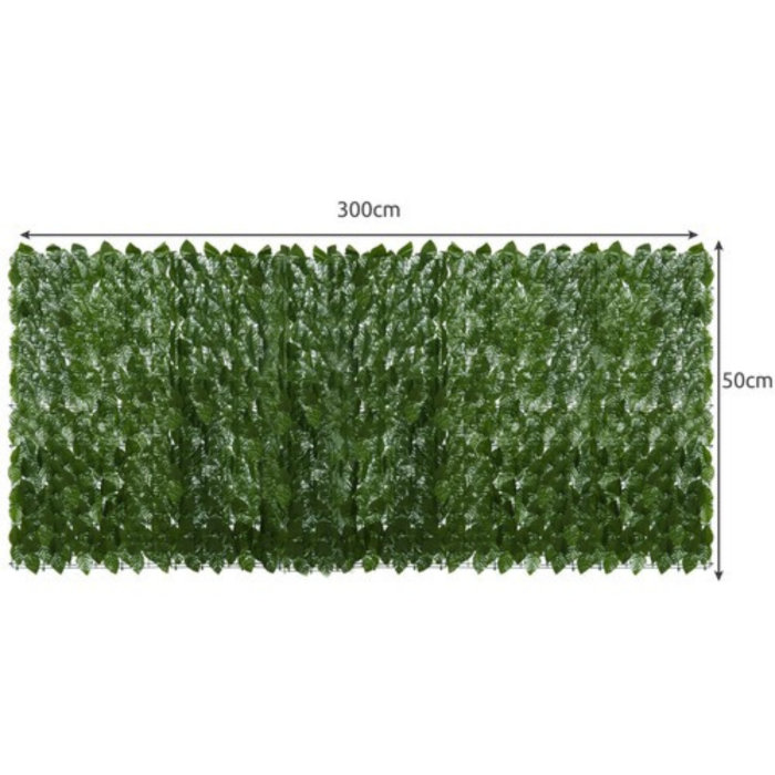 Gard viu artificial VarioShop®, pentru balcon si gradina, 6 panouri 50x50 cm, 100 cleme, 300x50 cm, montare usoara, verde [2]