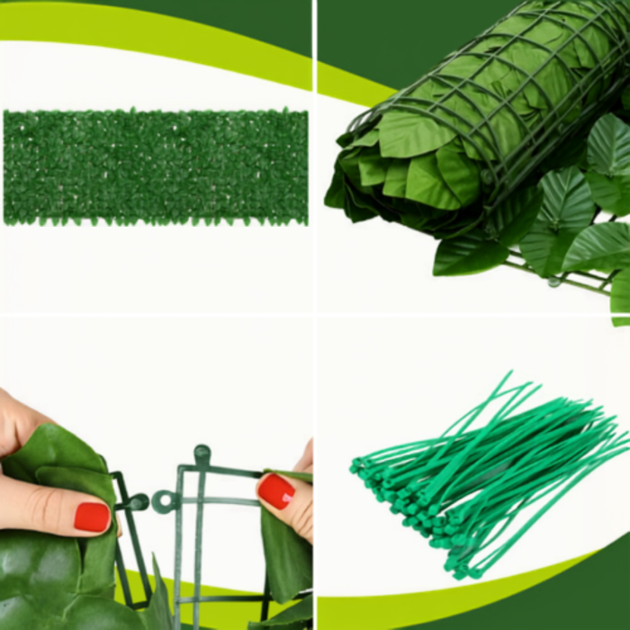 Gard viu artificial VarioShop®, pentru balcon si gradina, montare usoara, material rezistent, 6 panouri 1x0.5 m, 3 m, verde [9]