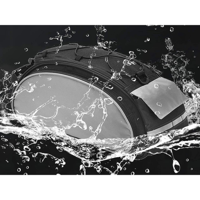Geantă bicicletă VarioShop®, 13 L, impermeabilă, 5 compartimente, pentru portbagaj, curea de umăr, benzi reflectorizante, negru/gri [6]