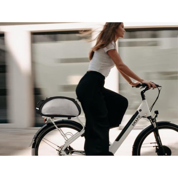 Geantă bicicletă VarioShop®, 13 L, impermeabilă, 5 compartimente, pentru portbagaj, curea de umăr, benzi reflectorizante, negru/gri [2]