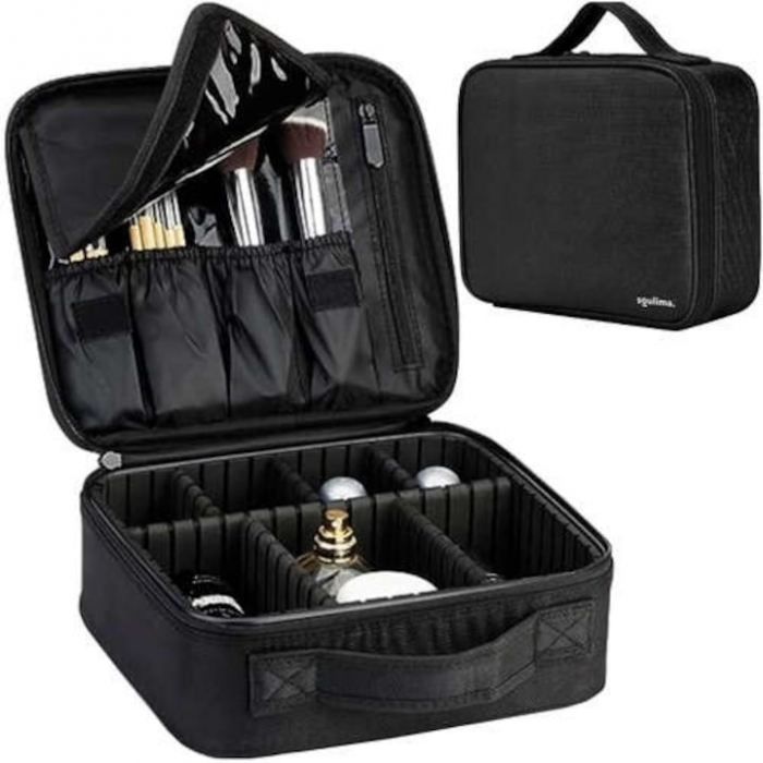 Geanta cosmetica profesionala VarioShop®, ideala pentru calatorii, vacante sau deplasari, utilizare universala, variante de compartimentare la alegere, impermeabila, 26 x 9 x 22 cm, neagra [19]