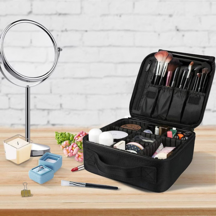 Geanta cosmetica profesionala VarioShop®, ideala pentru calatorii, vacante sau deplasari, utilizare universala, variante de compartimentare la alegere, impermeabila, 26 x 9 x 22 cm, neagra [9]