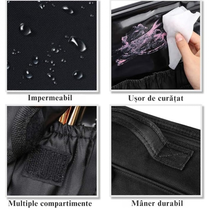 Geanta cosmetica profesionala VarioShop®, ideala pentru calatorii, vacante sau deplasari, utilizare universala, variante de compartimentare la alegere, impermeabila, 26 x 9 x 22 cm, neagra [18]