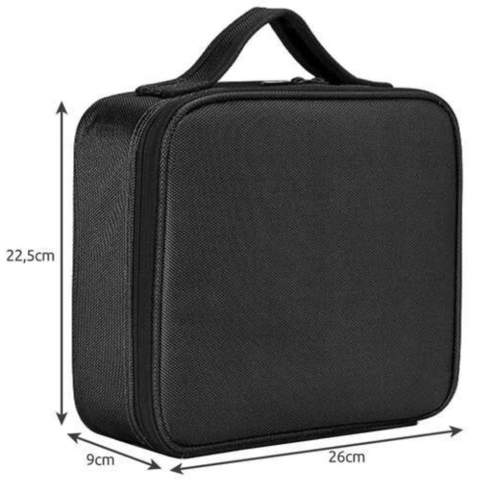 Geanta cosmetica profesionala VarioShop®, ideala pentru calatorii, vacante sau deplasari, utilizare universala, variante de compartimentare la alegere, impermeabila, 26 x 9 x 22 cm, neagra [2]