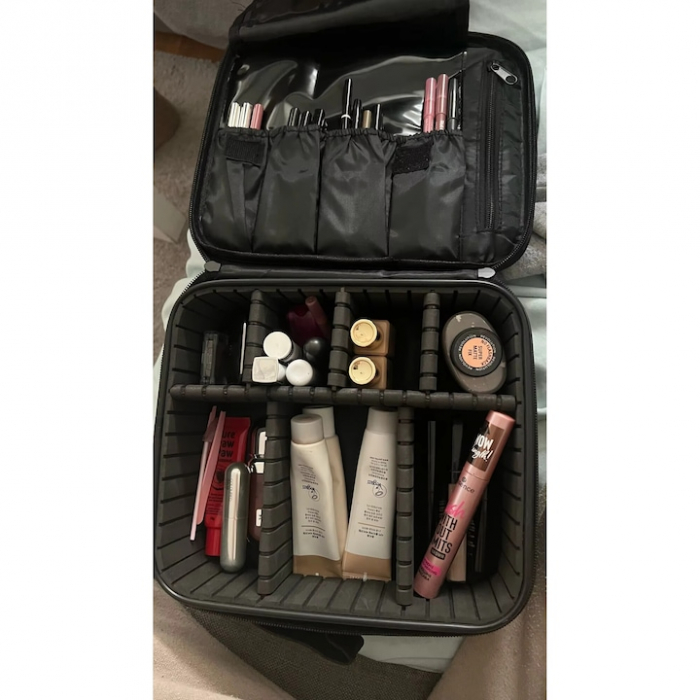 Geanta cosmetica profesionala VarioShop®, ideala pentru calatorii, vacante sau deplasari, utilizare universala, variante de compartimentare la alegere, impermeabila, 26 x 9 x 22 cm, neagra [32]