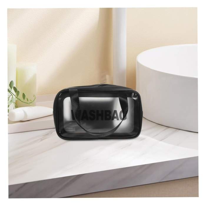 Geanta de cosmetice de calatorie VarioShop®, impermeabila, spatioasa, cu maner, fermoar si vizier, translucida, 30 x 21 x 12 cm [4]