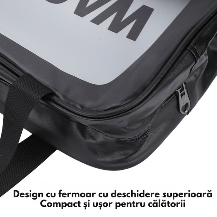 Geanta de cosmetice de calatorie VarioShop®, impermeabila, spatioasa, cu maner, fermoar si vizier, translucida, 30 x 21 x 12 cm [6]