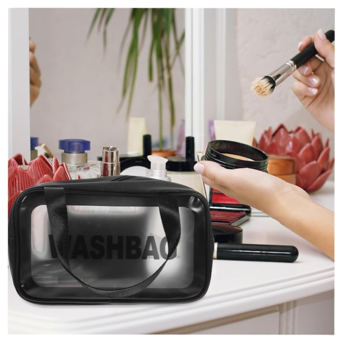 Geanta de cosmetice de calatorie VarioShop®, impermeabila, spatioasa, cu maner, fermoar si vizier, translucida, 30 x 21 x 12 cm [5]