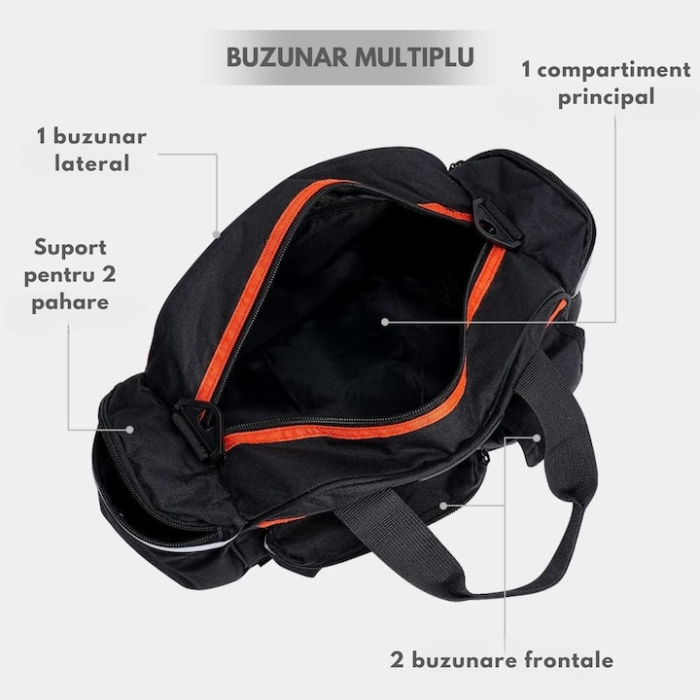 Geanta de portbagaj pentru bicicleta VarioShop®, spatioasa, impermeabila, cu compartimente multiple, montare pe portbagaj, curea de umar si elemente reflectorizante, 15 L, 40 x 21.5 x 18 cm, Negru [5]