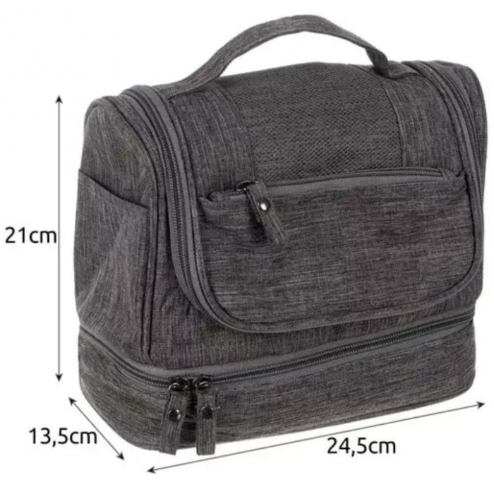 Geanta de toaleta suspendabila VarioShop®, material impermeabil, maner ergonomic, carlig, 11 compartimente, portabila, 25 x 20 x 14.5 cm, Gri [17]