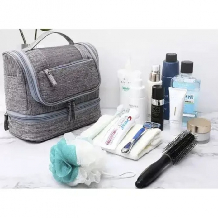 Geanta de toaleta suspendabila VarioShop®, material impermeabil, maner ergonomic, carlig, 11 compartimente, portabila, 25 x 20 x 14.5 cm, Gri [12]