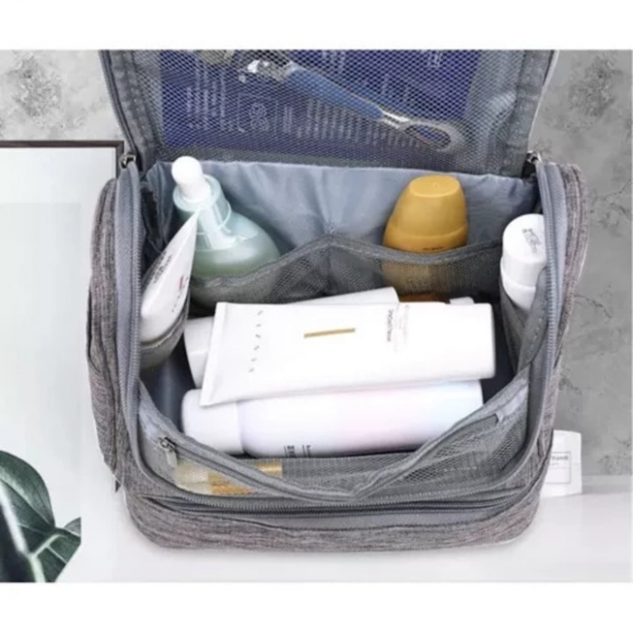 Geanta de toaleta suspendabila VarioShop®, material impermeabil, maner ergonomic, carlig, 11 compartimente, portabila, 25 x 20 x 14.5 cm, Gri [11]