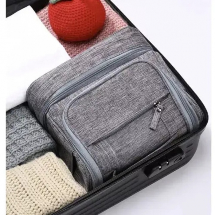 Geanta de toaleta suspendabila VarioShop®, material impermeabil, maner ergonomic, carlig, 11 compartimente, portabila, 25 x 20 x 14.5 cm, Gri [3]