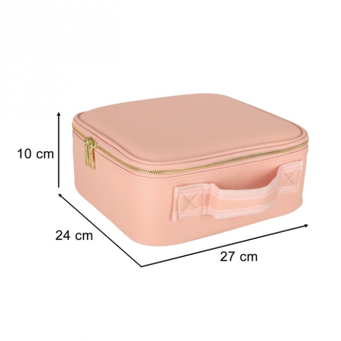 Geanta de voiaj pentru cosmetice VarioShop®, cu oglinda pentru make-up iluminata cu tehnologie LED si o extra-oglinda pentru detalii mici, compartimente reglabile, dimensiuni 26 x 23 x 11 cm, roz [2]