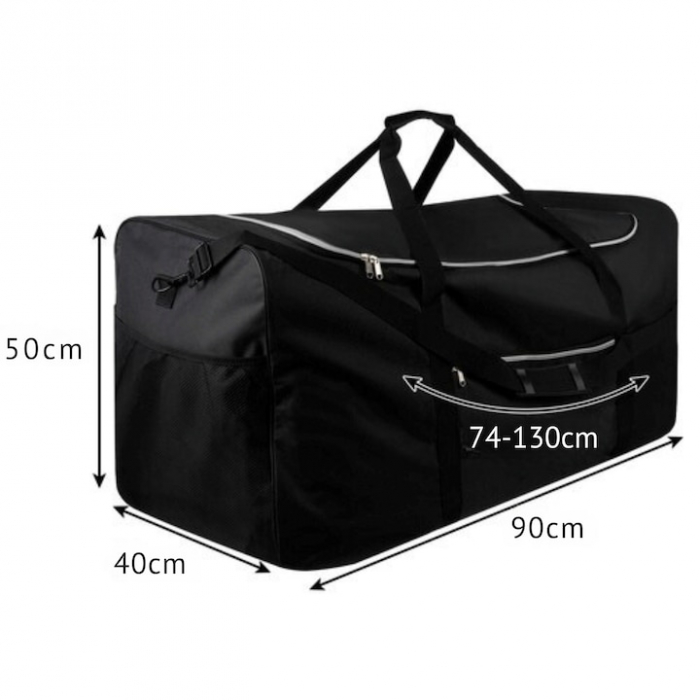 Geanta de Voiaj VarioShop®, impermeabila, curea de umar reglabila 74-130 cm, manere solide, buzunare laterale si frontale, capacitate 180 l, 40 x 50 x 90 cm, Negru [11]