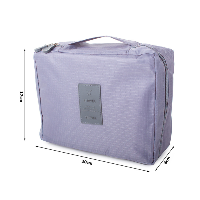 Geanta organizare cosmetice pentru calatorie VarioShop®, cu fermoar dublu, maner, compartiment detasabil, 20 x 17 x 8 cm, Grii [9]