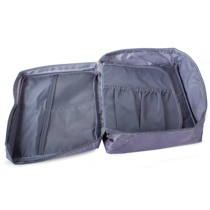 Geanta organizare cosmetice pentru calatorie VarioShop®, cu fermoar dublu, maner, compartiment detasabil, 20 x 17 x 8 cm, Grii [6]