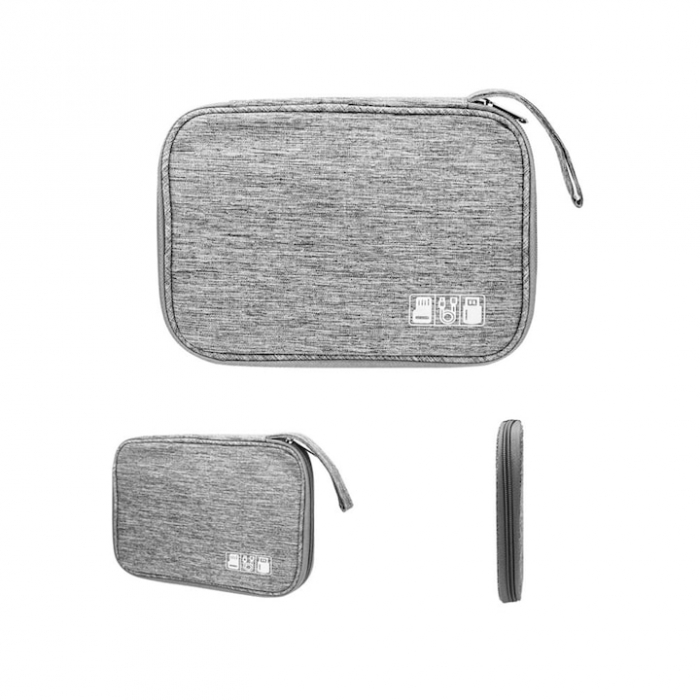 Geanta Organizatoare Accesorii Electronice Voiaj VarioShop ®, pentru Calatorie, Depozitare Cabluri, Carduri de Memorie, Stick, Adaptoare, Curele Elastice, Maner Transport, Impermeabila, 24 x 17 x 3 cm [14]