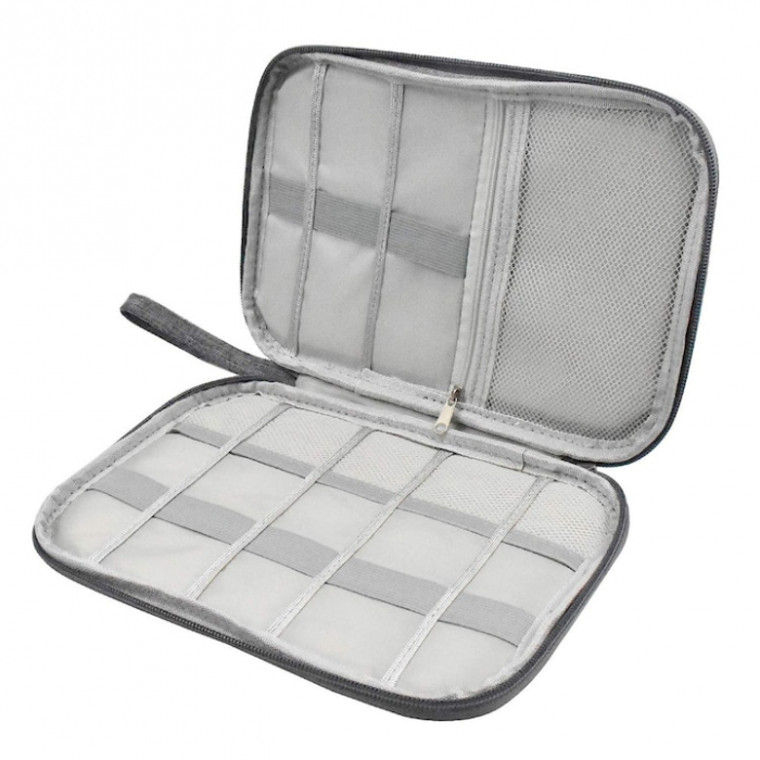 Geanta Organizatoare Accesorii Electronice Voiaj VarioShop ®, pentru Calatorie, Depozitare Cabluri, Carduri de Memorie, Stick, Adaptoare, Curele Elastice, Maner Transport, Impermeabila, 24 x 17 x 3 cm [13]