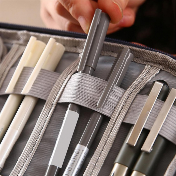 Geanta Organizatoare Accesorii Electronice Voiaj VarioShop ®, pentru Calatorie, Depozitare Cabluri, Carduri de Memorie, Stick, Adaptoare, Curele Elastice, Maner Transport, Impermeabila, 24 x 17 x 3 cm [9]