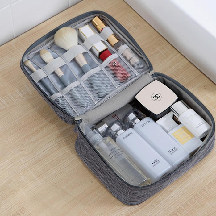 Geanta organizatoare VarioShop®, pentru cabluri si accesorii laptop/telefon/aparat foto, separatoare reglabile, inchidere cu fermoar, pentru calatorii, impermeabila, 25 x 10 x 18.5 cm, Gri [9]