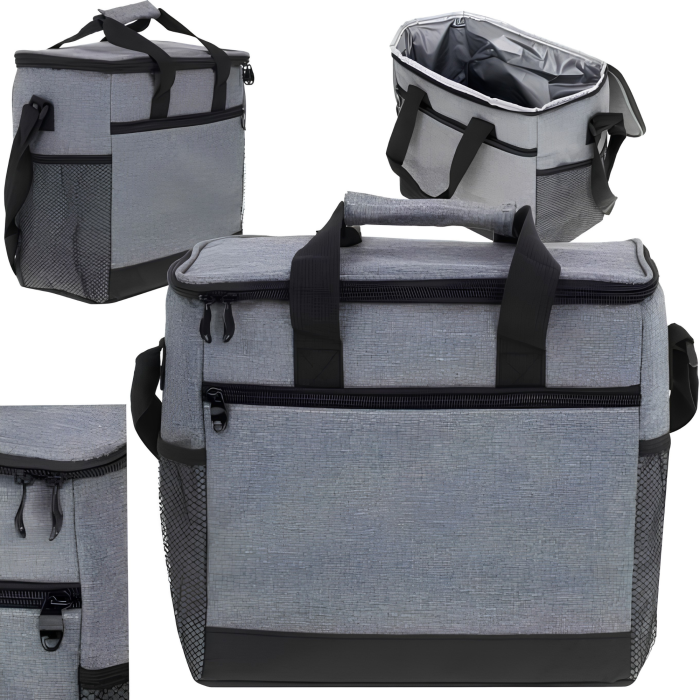 Geanta termica VarioShop®, pentru plaja, camping si picnic, cu fermoar si folie termoizolanta, capacitate 16 L, 31 x 18 x 27 cm, gri [17]