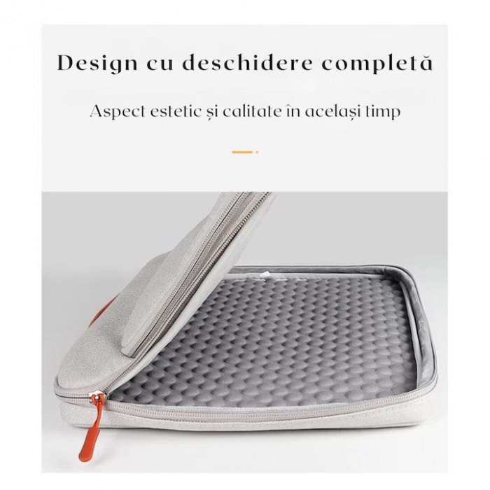 Geanta Universala 13 inch VarioShop®, pentru Laptop, Sistem Prindere Valiza, Design Elegant, Rezistenta la Apa, Compatibila laptop Apple MacBook, Asus, Acer, Dell, Huawei, Dimensiune 37cm x 28cm, Gri [4]