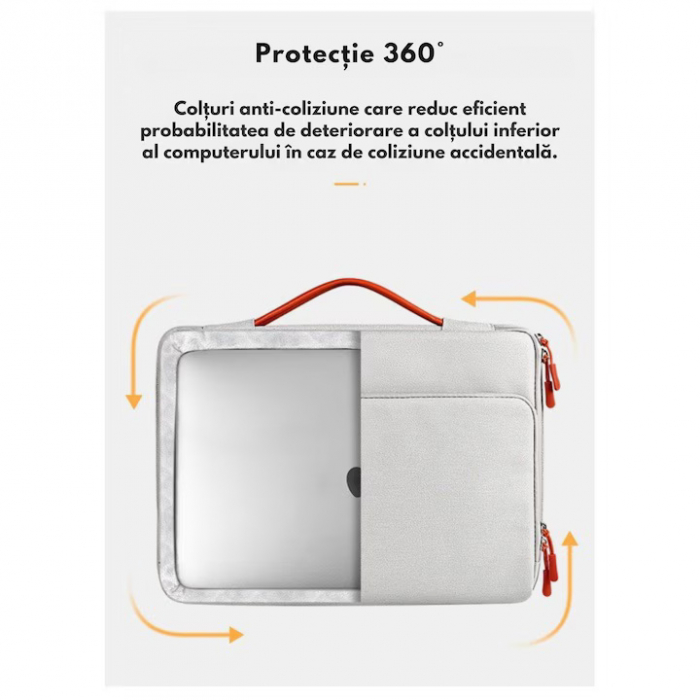 Geanta Universala 13 inch VarioShop®, pentru Laptop, Sistem Prindere Valiza, Design Elegant, Rezistenta la Apa, Compatibila laptop Apple MacBook, Asus, Acer, Dell, Huawei, Dimensiune 37cm x 28cm, Gri [2]