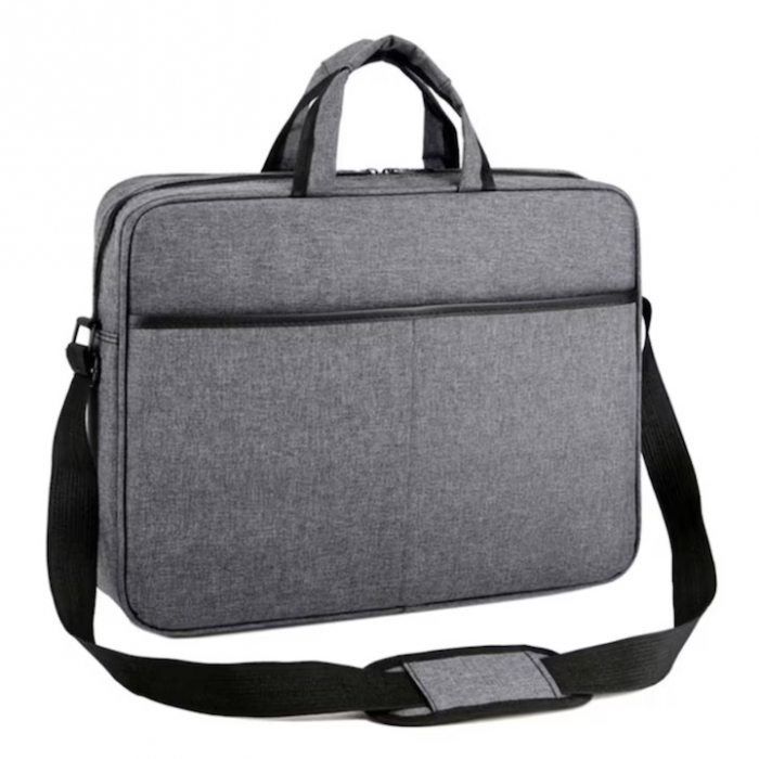 Geanta Universala VarioShop®, pentru Laptop 15.6 inch, Rezistenta la Apa, Curea Detasabila, Design Clasic si Elegant, Compatibila laptop Apple, Asus, Acer, Dell, Huawei, 41 x 32 cm, Gri [5]