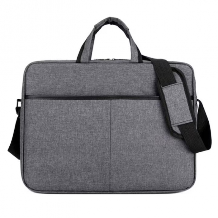 Geanta Universala VarioShop®, pentru Laptop 15.6 inch, Rezistenta la Apa, Curea Detasabila, Design Clasic si Elegant, Compatibila laptop Apple, Asus, Acer, Dell, Huawei, 41 x 32 cm, Gri [6]