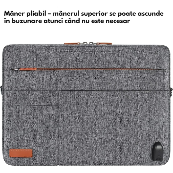 Geanta Universala VarioShop®, pentru Laptop 15.6 inch, Rezistenta la Apa, Curea Detasabila, Design Clasic si Elegant, Compatibila laptop Apple MacBook Air, MacBook Pro Touch Bar, Asus, Acer, Dell, Hua [3]
