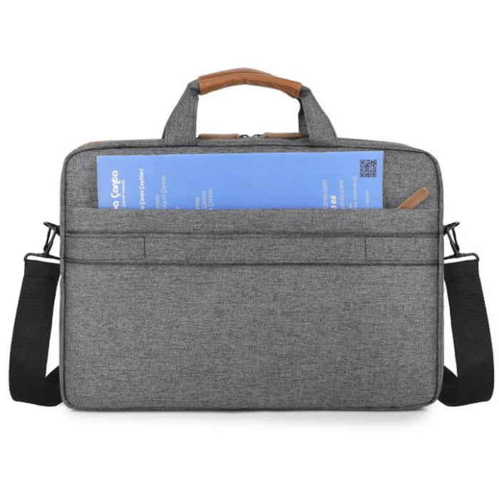 Geanta Universala VarioShop®, pentru Laptop 15.6 inch, Sistem Prindere Valiza, Design Elegant, Rezistenta la Apa, Compatibila laptop Apple MacBook, Asus, Acer, Dell, Huawei, 39 x 28 cm, Gri [8]