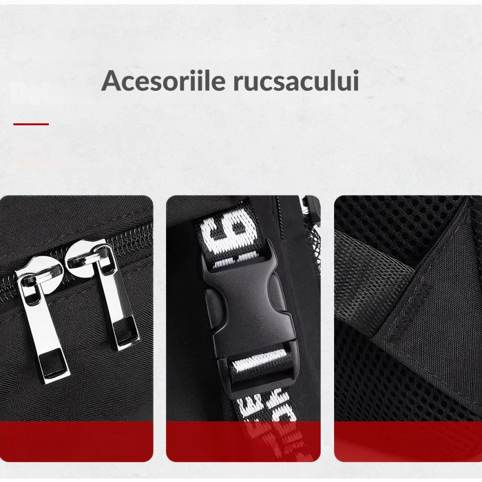 Ghiozdan smart VarioShop®, multifunctional, sistem blocare cu lacat, prelungitor incarcare USB, mufa Jack pentru casti, imprimeu fosforescent Marshmello, capacitate 35 l, rezistent, 44x30x17 cm, Negru [4]