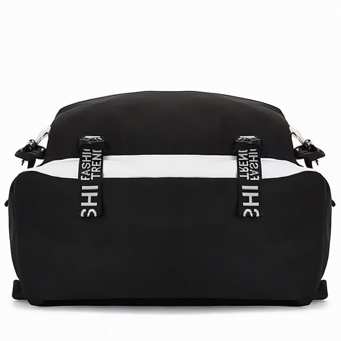 Ghiozdan smart VarioShop®, multifunctional, sistem blocare cu lacat, prelungitor incarcare USB, mufa Jack pentru casti, imprimeu fosforescent Marshmello, capacitate 35 l, rezistent, 44x30x17 cm, Negru [15]