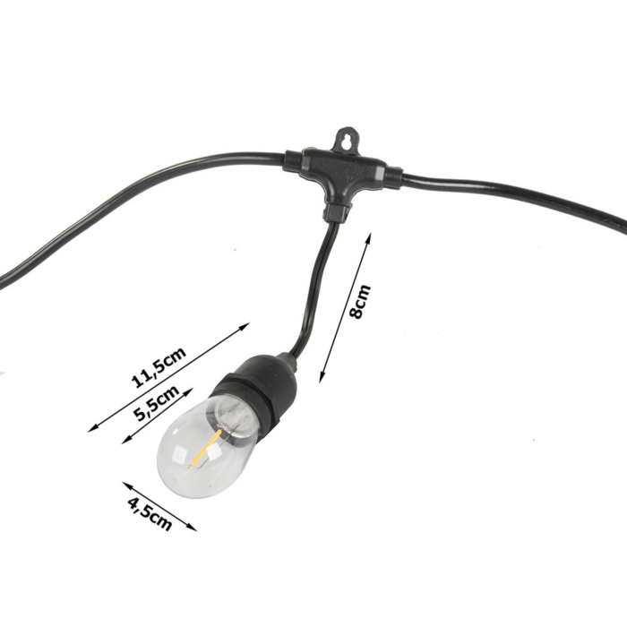 Ghirlanda luminoasa exterior VarioShop®, 15 m, 15 becuri E27, lumina alb cald, pentru balcon, terasa si gradina, IP44 [5]