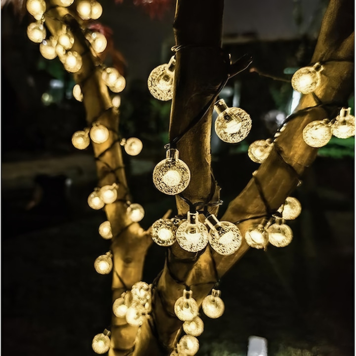 Ghirlanda solara LED cu 50 de globuri VarioShop®, lumina calda, 8 moduri de iluminare, panou solar impermeabil, 7 m, ideala pentru gradina, terasa sau balcon [2]