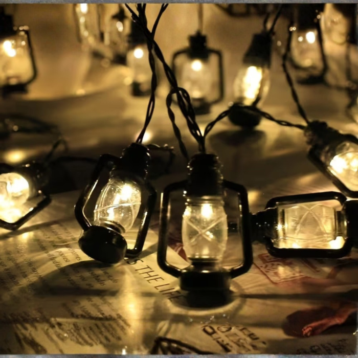 Ghirlanda solara LED VarioShop®, pentru gradina, balcon si terasa, 30 felinare cu aprindere automata seara, 6,3 m, negru [6]
