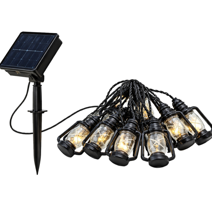 Ghirlanda solara LED VarioShop®, pentru gradina, balcon si terasa, 30 felinare cu aprindere automata seara, 6,3 m, negru [9]