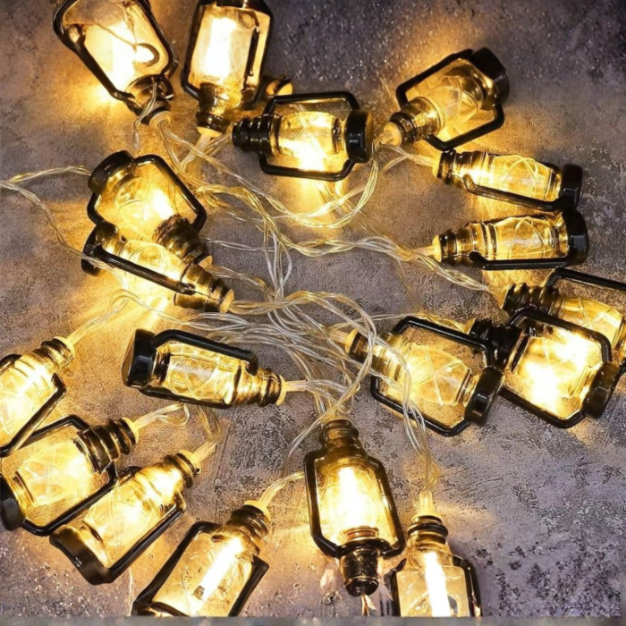Ghirlanda solara LED VarioShop®, pentru gradina, balcon si terasa, 30 felinare cu aprindere automata seara, 6,3 m, negru [8]